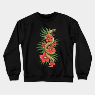 Crawling Snake with flowers and grass Leaves. Crewneck Sweatshirt